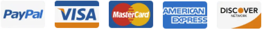 Métodos de pago aceptados: PayPal, Visa, MasterCard, American Express, Discover